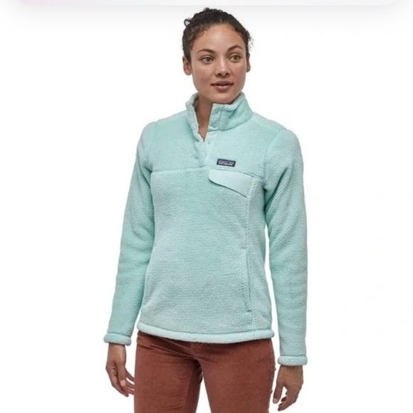 Patagonia aqua Blue 1/4 snap polartec retool pullover Fleece size medium - Picture 1 of 11